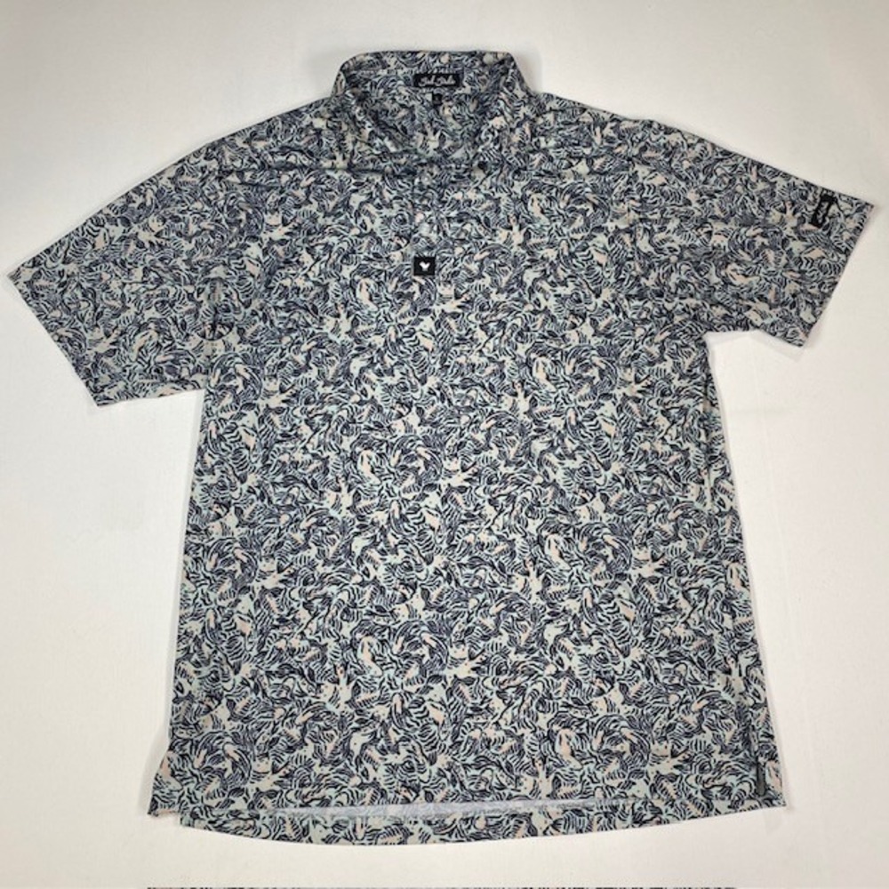 Bad Birdie Mens Koi Fish‎ Performance Golf Polo Blue Peach FW24F2-BBMP001-599C L